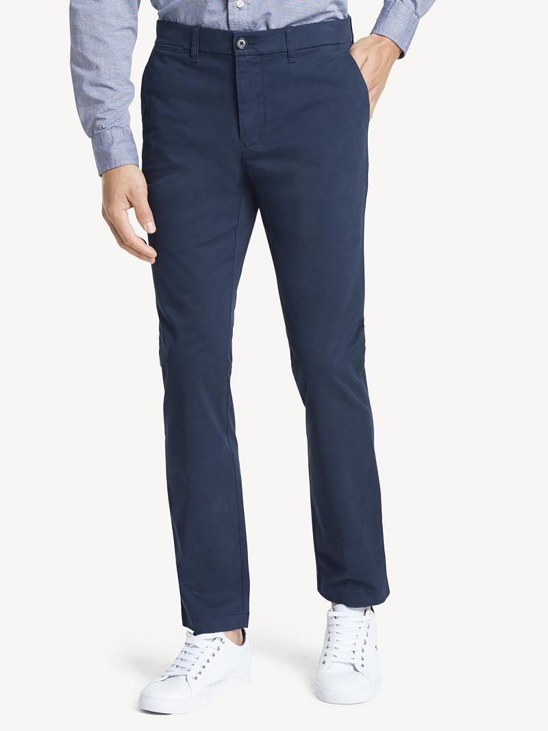 Férfi Tommy Hilfiger Slim fit essential comfort stretch chino Nadrág Sötétkék | HU 1123ILH